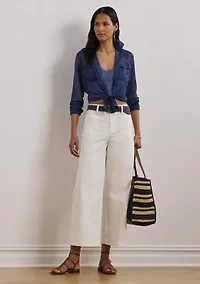 Stretch Chino Wide Leg Cropped Pants