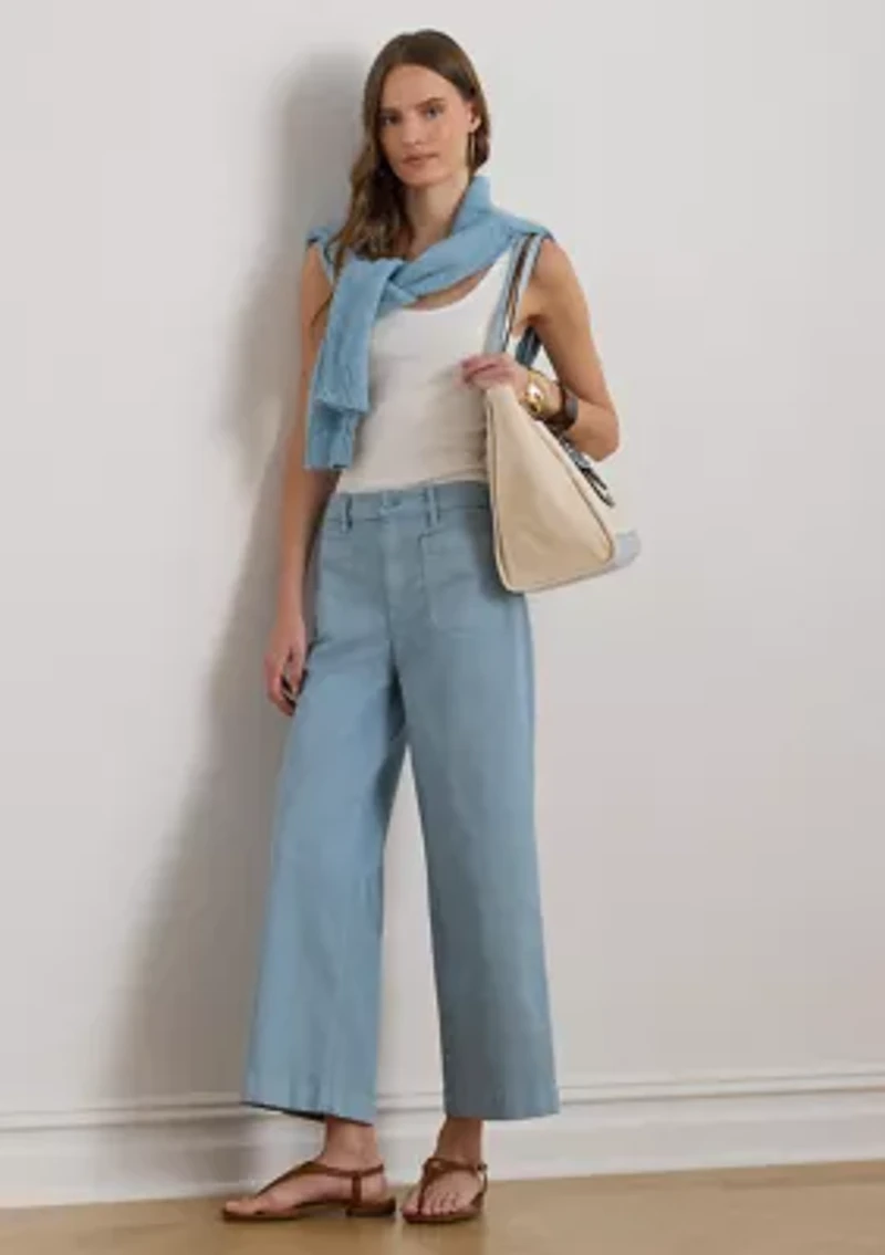 Stretch Chino Wide Leg Cropped Pants