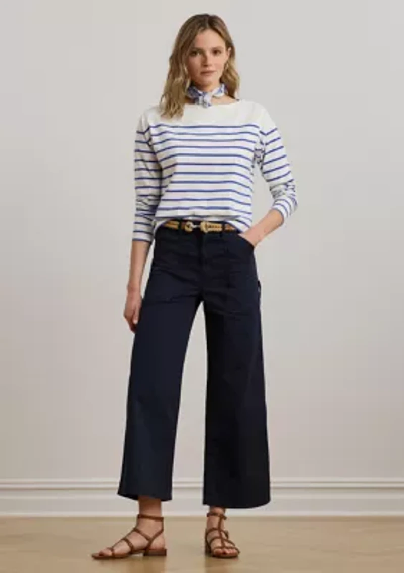 Stretch Chino Wide Leg Cropped Pants