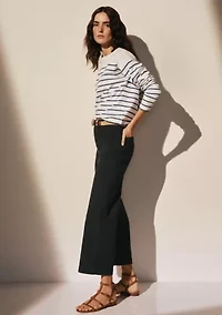 Stretch Chino Wide Leg Cropped Pants
