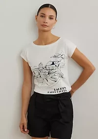Petite Cotton Blend Jersey Graphic T-Shirt