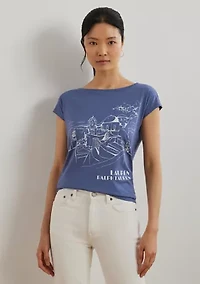Petite Cotton Blend Jersey Graphic T-Shirt