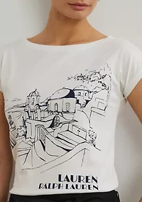 Petite Cotton Blend Jersey Graphic T-Shirt