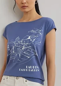Petite Cotton Blend Jersey Graphic T-Shirt