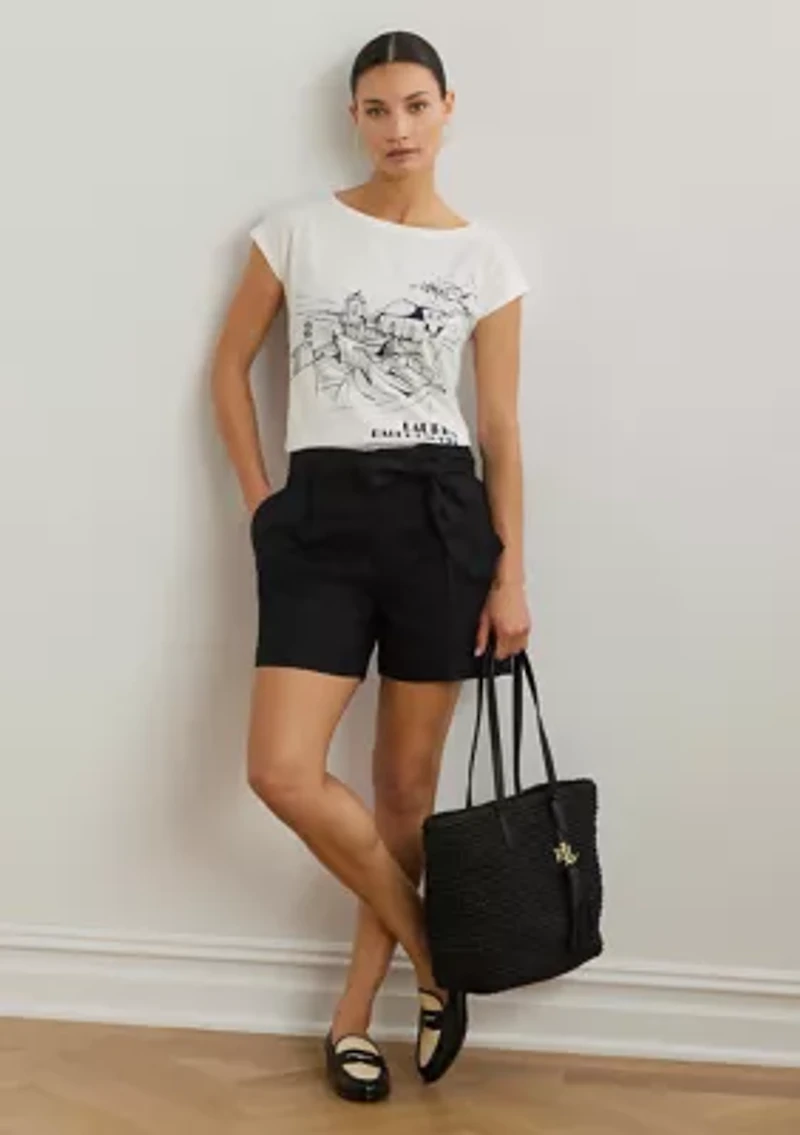 Petite Cotton Blend Jersey Graphic T-Shirt