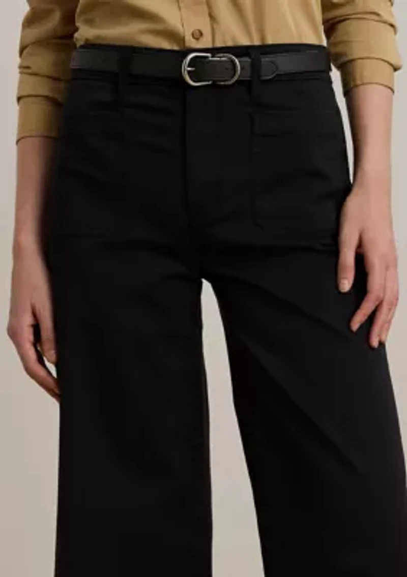 Petite Stretch Chino Wide-Leg Cropped Pants