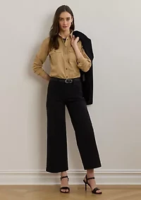 Petite Stretch Chino Wide-Leg Cropped Pants