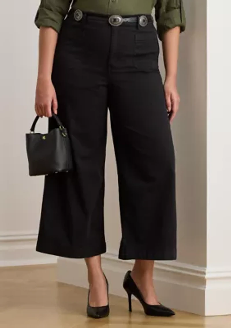 Stretch Chino Wide Leg Cropped Pants