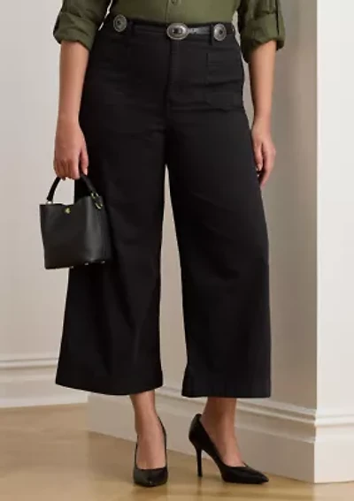 Stretch Chino Wide Leg Cropped Pants