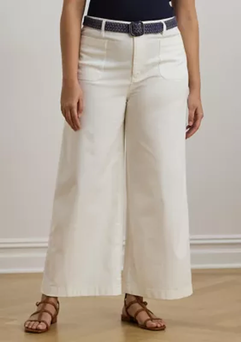 Stretch Chino Wide Leg Cropped Pants