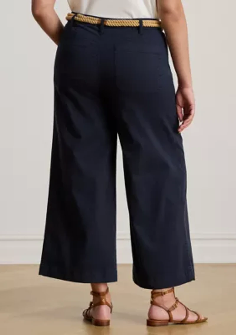 Stretch Chino Wide Leg Cropped Pants