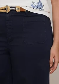 Stretch Chino Wide Leg Cropped Pants