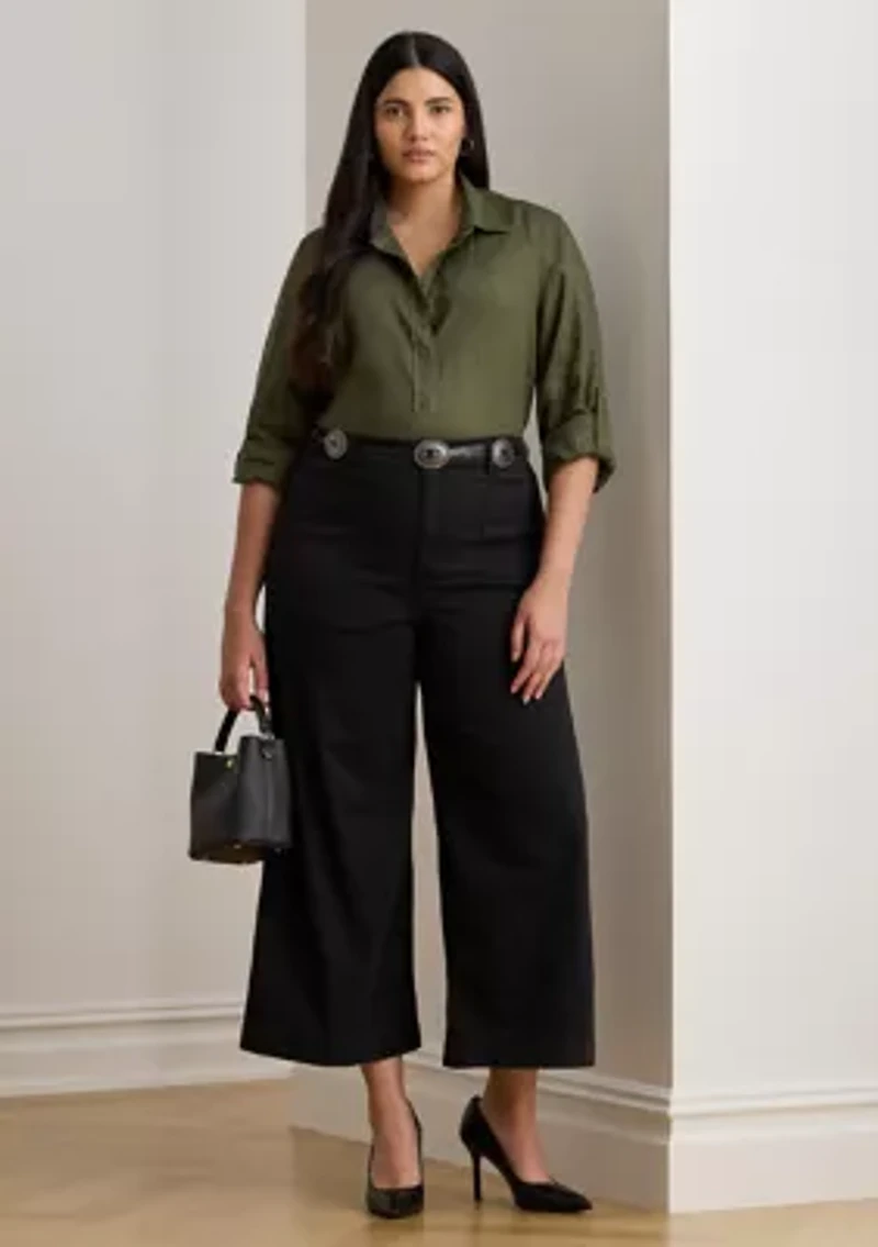 Stretch Chino Wide Leg Cropped Pants