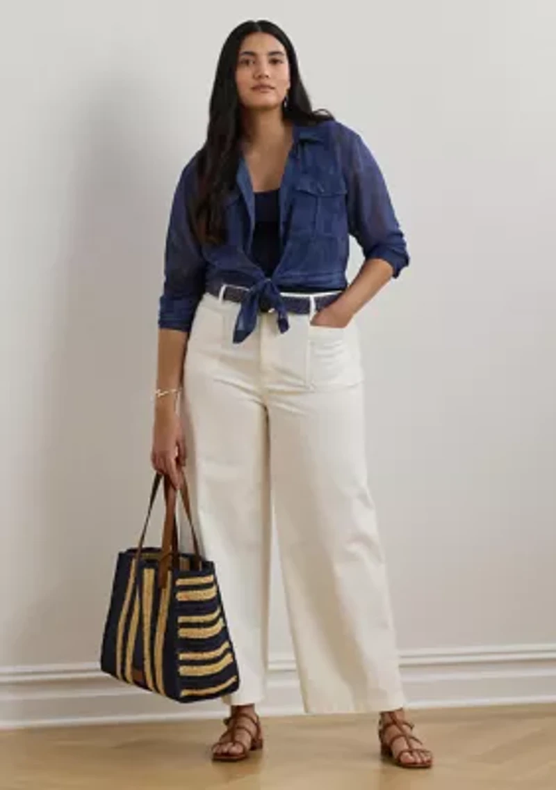 Stretch Chino Wide Leg Cropped Pants