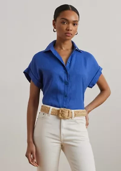 Relaxed Fit Linen Short Sleeve Shirt