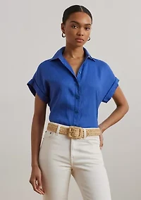 Relaxed Fit Linen Short Sleeve Shirt