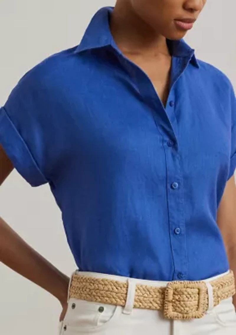 Relaxed Fit Linen Short Sleeve Shirt