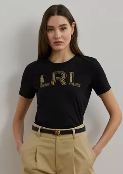 Women's Beaded-Logo Cotton Jersey T-Shirt