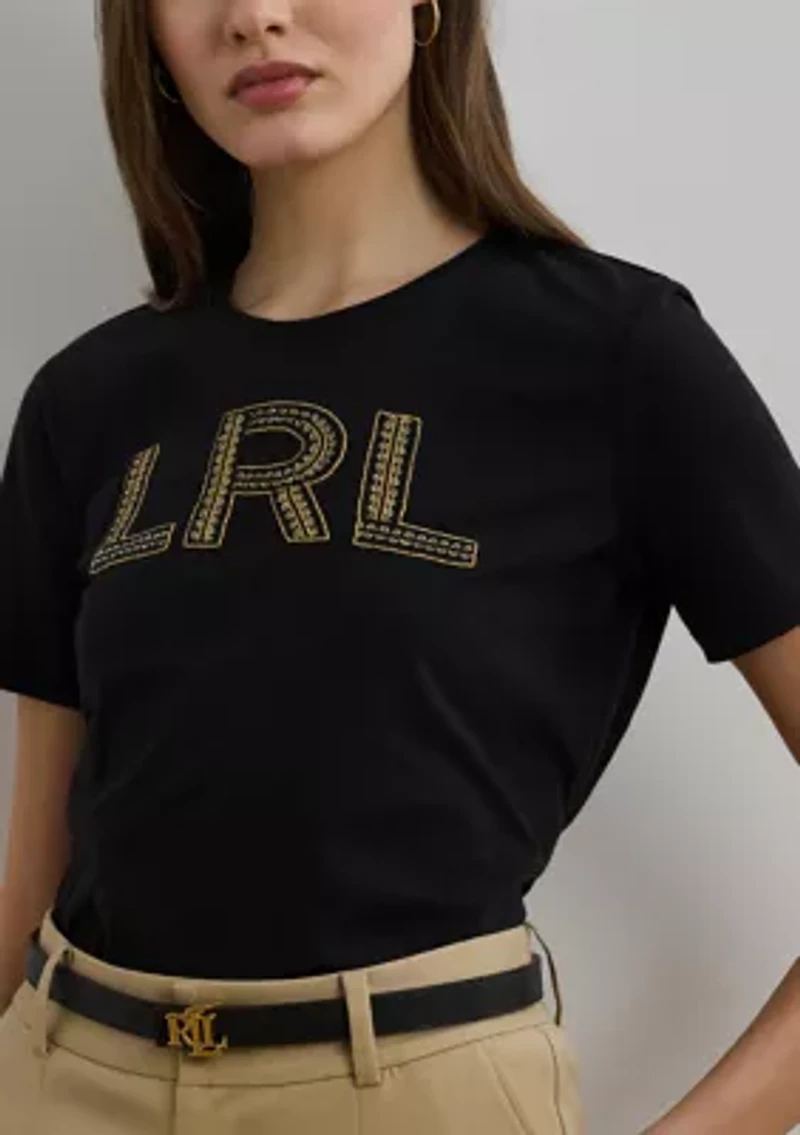 Women's Beaded-Logo Cotton Jersey T-Shirt