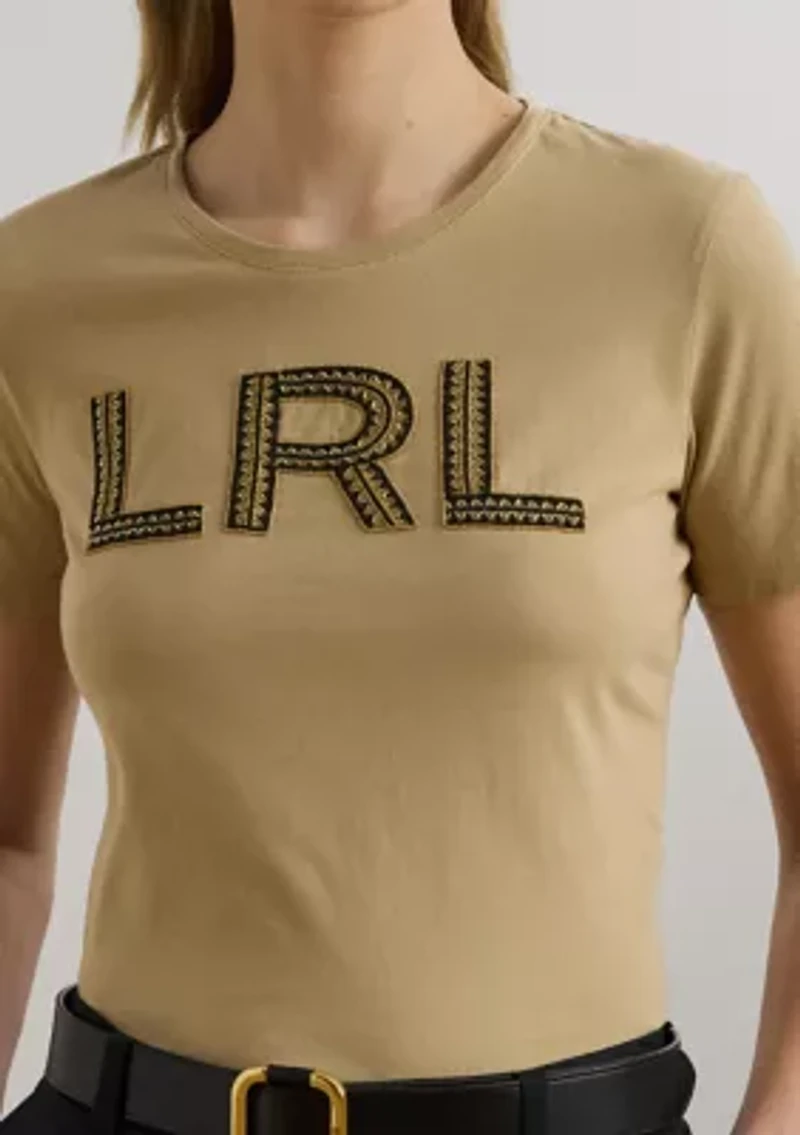 Women's Beaded-Logo Cotton Jersey T-Shirt