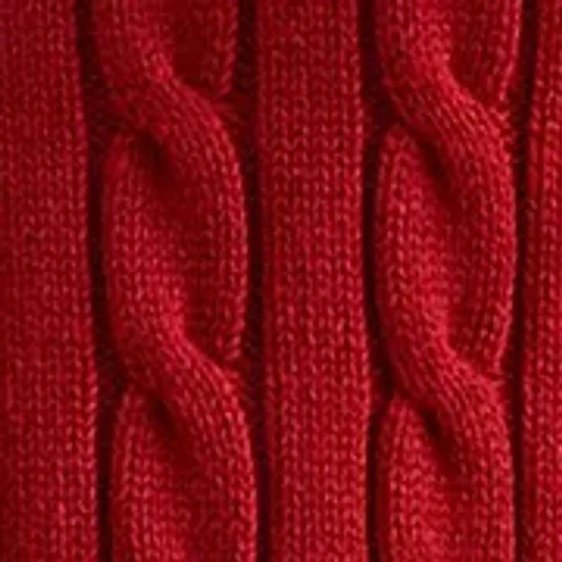 Petite Cable-Knit Cotton Polo Sweater