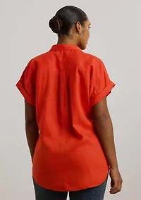Plus Relaxed Fit Linen Short-Sleeve Shirt
