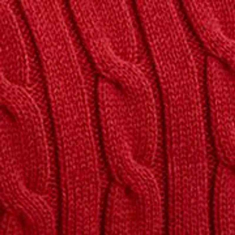 Plus Cable Knit Cotton Polo Sweater