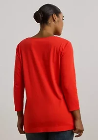 Plus Cotton Jersey Three-Quarter-Sleeve Tunic