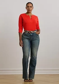 Plus Cotton Jersey Three-Quarter-Sleeve Tunic