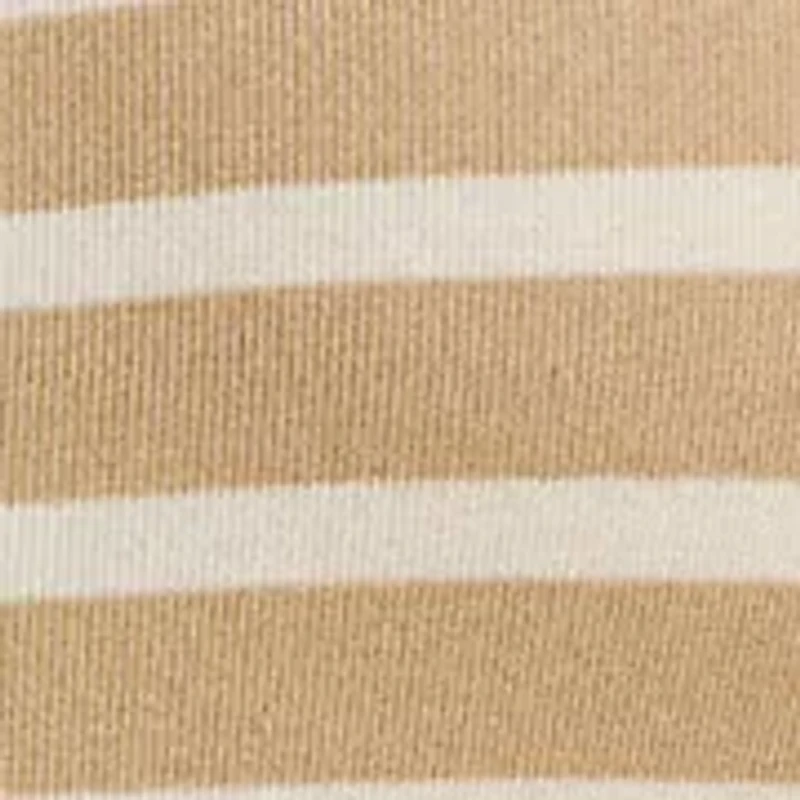 Plus Striped Elbow Sleeve Henley Top