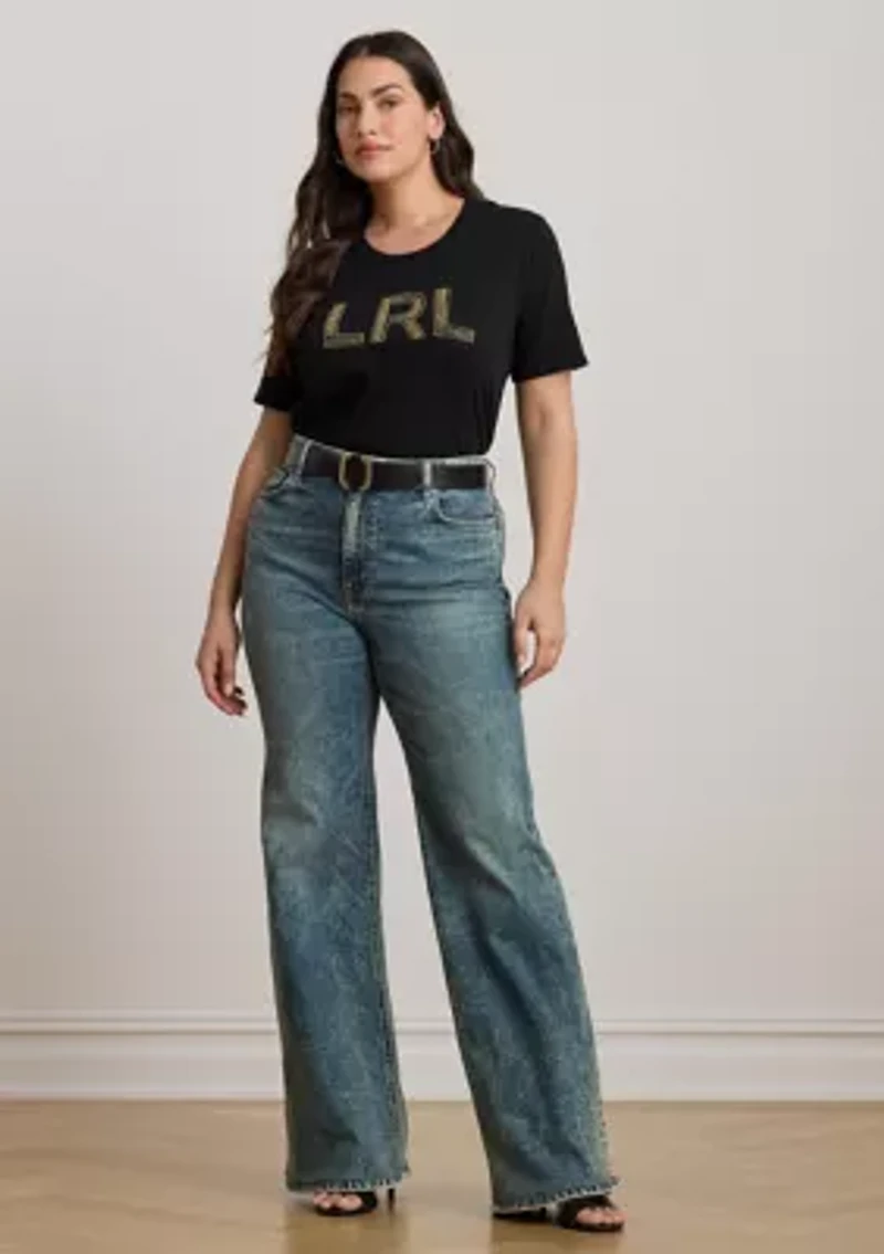 Plus Beaded-Logo Cotton Jersey T-Shirt