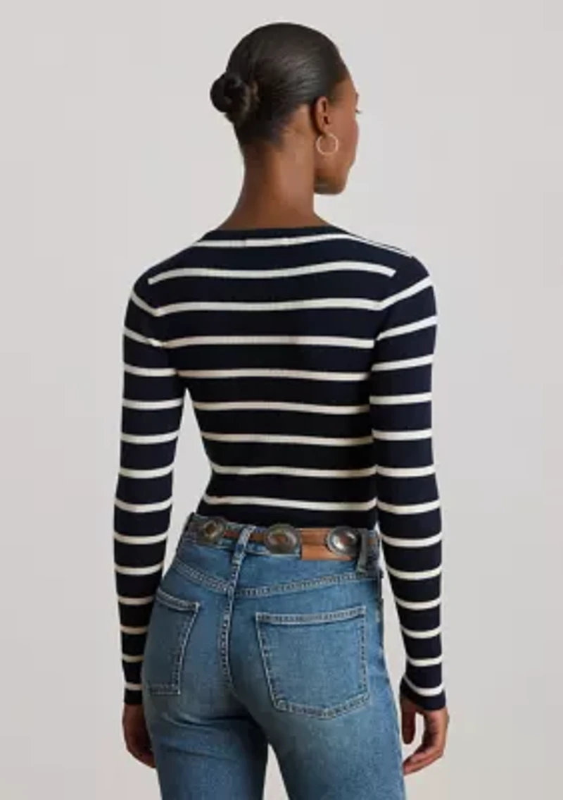 Women's Striped Rib-Knit Crewneck Sweater