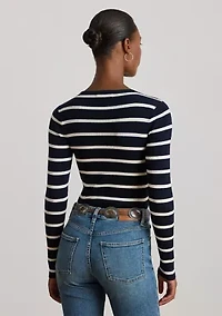 Women's Striped Rib-Knit Crewneck Sweater