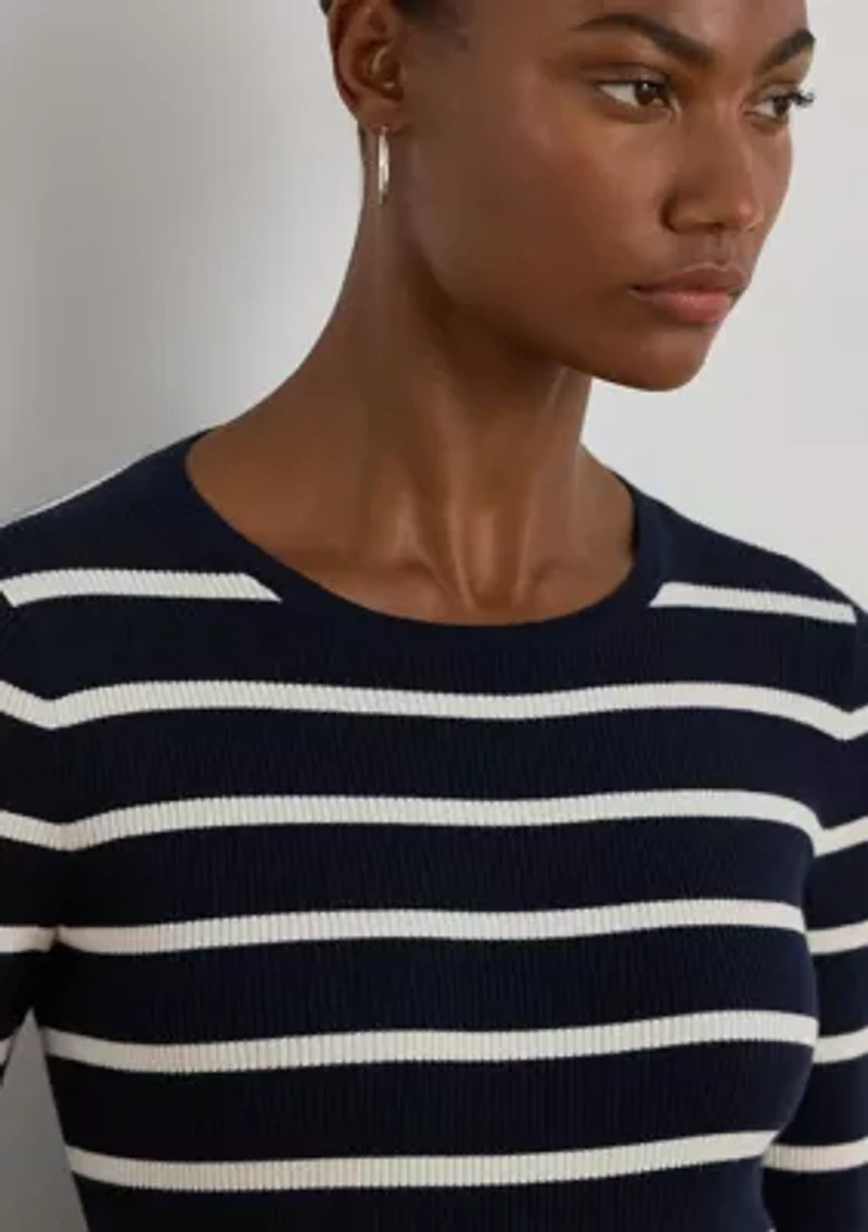 Women's Striped Rib-Knit Crewneck Sweater