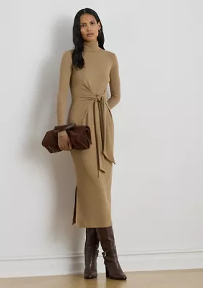 Tie-Front Turtleneck Dress