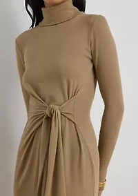 Tie-Front Turtleneck Dress
