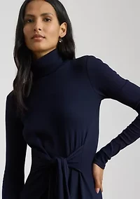 Tie-Front Turtleneck Dress