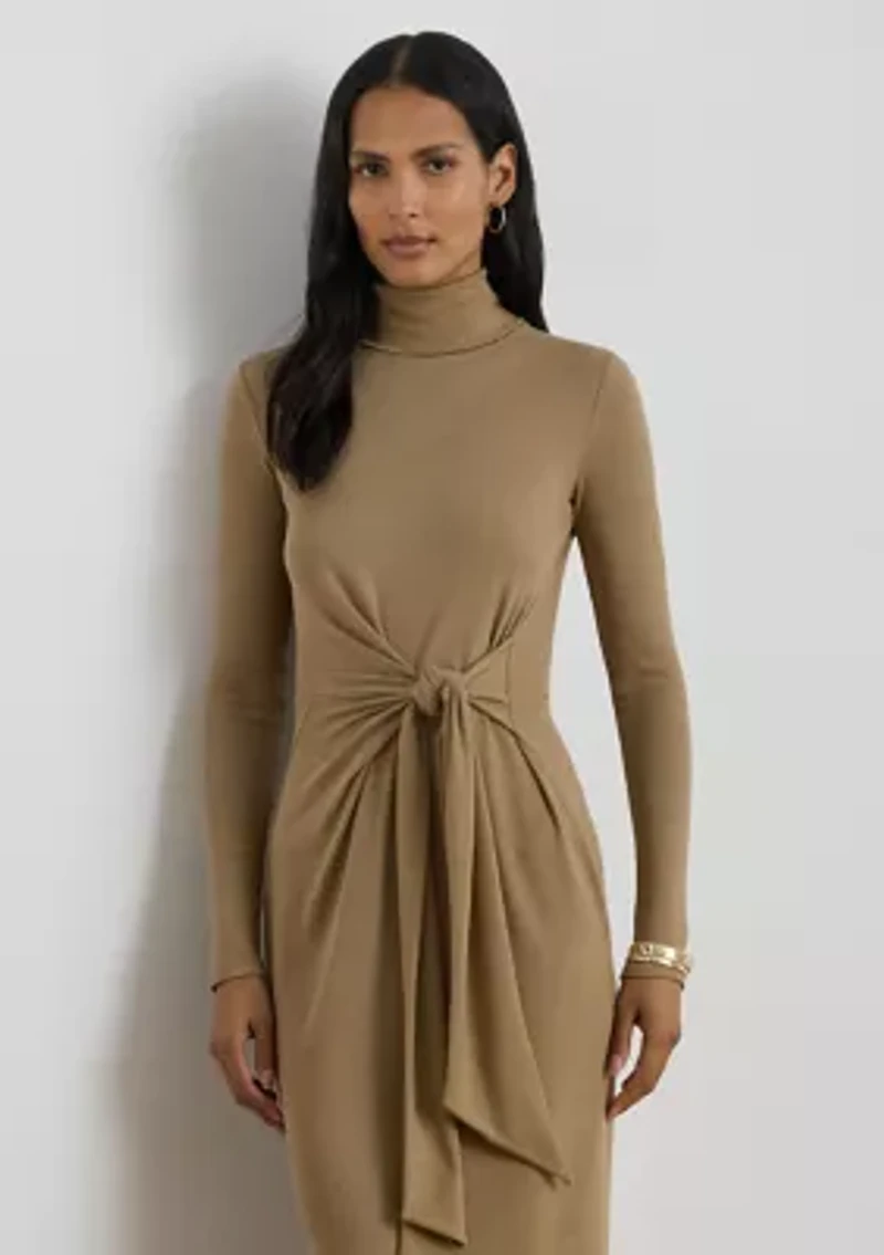 Tie-Front Turtleneck Dress