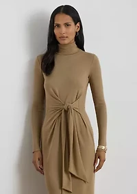 Tie-Front Turtleneck Dress