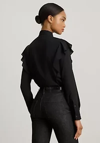 Women's Ruffle-Trim Georgette Tie-Neck Blouse