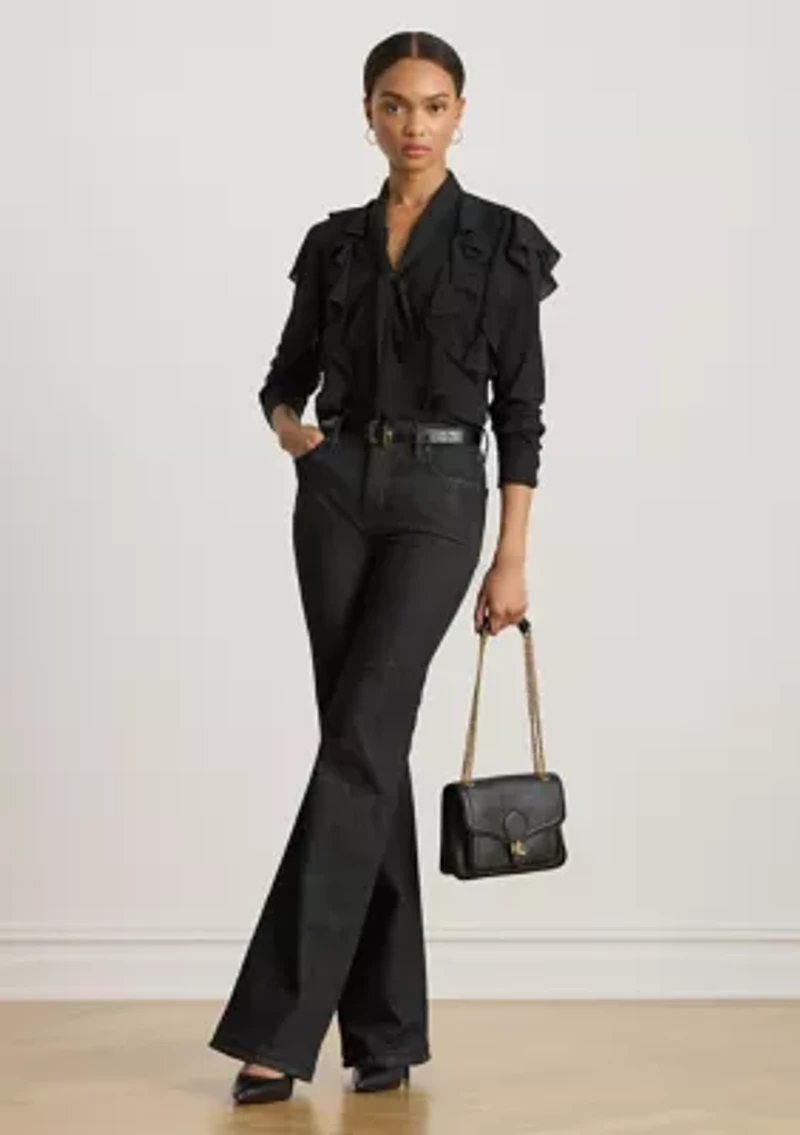 Women's Ruffle-Trim Georgette Tie-Neck Blouse