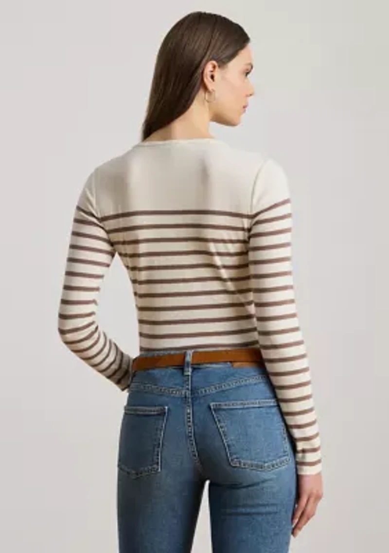 Petite Striped Cotton Long-Sleeve Tee