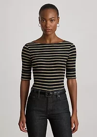 Women's Metallic Striped Boatneck Tee