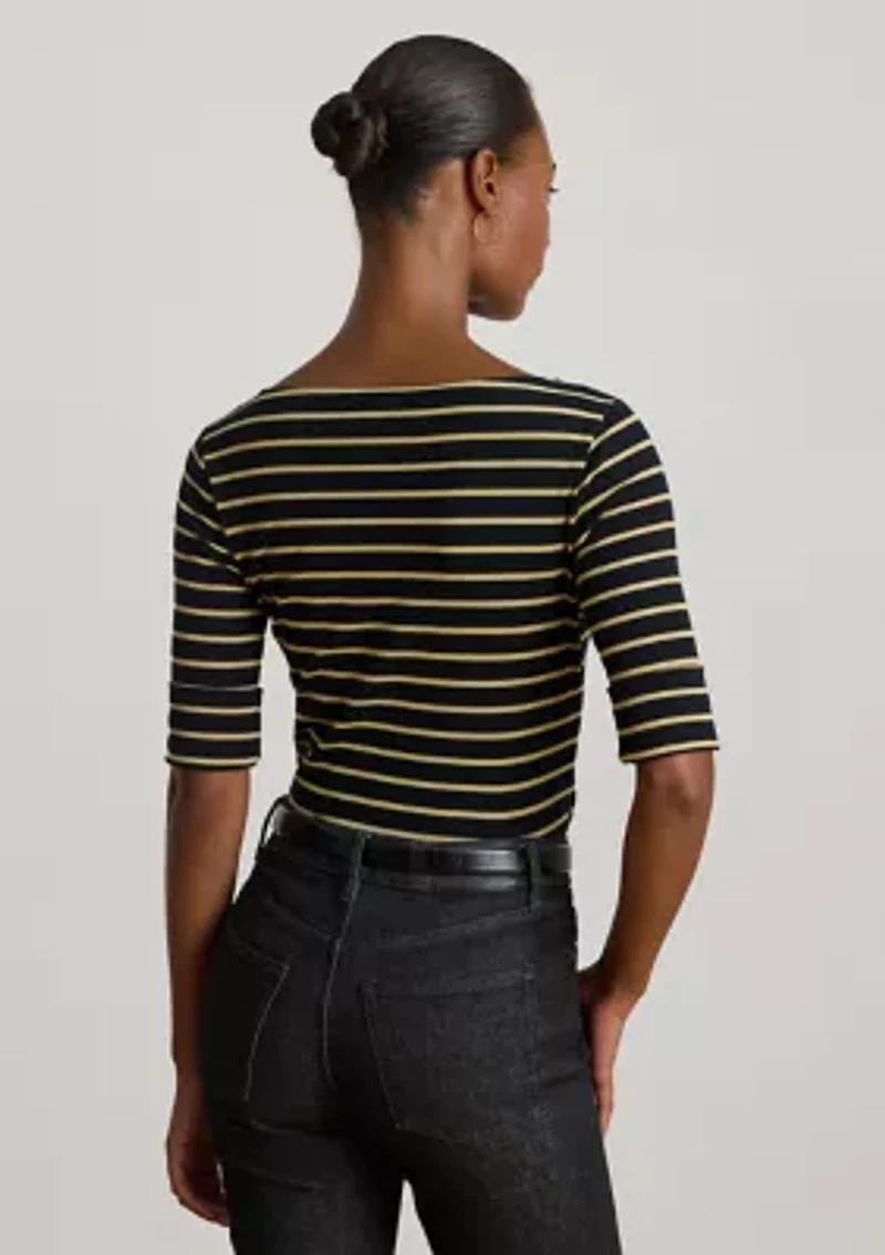 Women's Metallic Striped Boatneck Tee