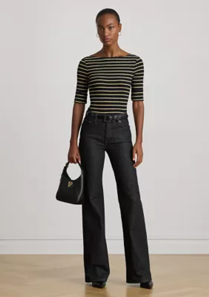 Women's Metallic Striped Boatneck Tee