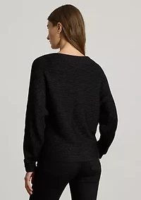 Women's Metallic Rib-Knit Dolman-Sleeve Sweater