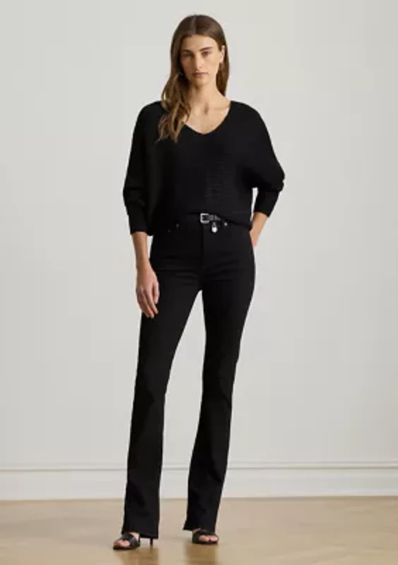 Women's Metallic Rib-Knit Dolman-Sleeve Sweater