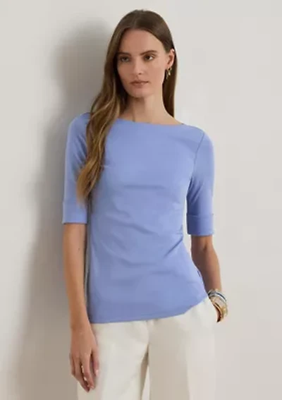 Stretch Cotton Boatneck T-Shirt