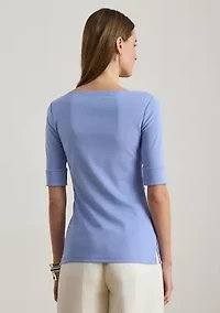Stretch Cotton Boatneck T-Shirt