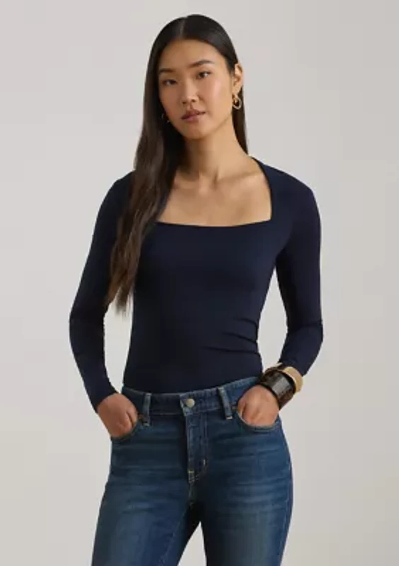 Women's Stretch Jersey Square-Neck Top